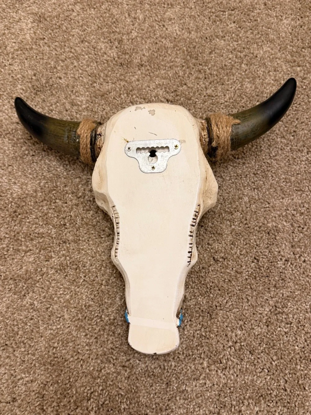 Resin cattle skull turquoise jeweled